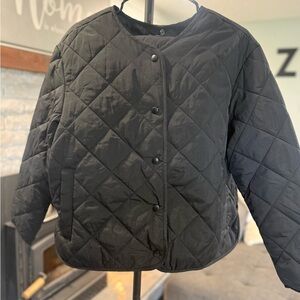 a new day Black Quilted Snap-Front Puffer Jacket